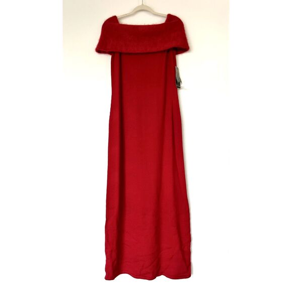 NWT VTG Lauren Ralph Lauren Red Merino Wool Off Shoulder Knit Gown Angora Medium - Picture 8 of 13